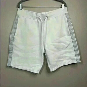 Calvin Klein white Bermuda sport active shorts gray tape logo pockets sz large